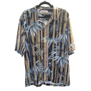 Tommy Bahama Silk Shirt Bamboo Extra Large XL Short Sleeve Button Down Hawaiian